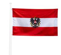 KliKil Bandiera Austriaca 90x150 cm - Tessuto da esterno resistente alle intemperie 150x90 cm con 2 occhielli metallici. Austria Flag giardino decorazioni