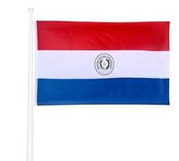 KliKil Bandiera del Paraguay di grandi dimensioni 150 x 90 cm con 2 occhielli metallici per un facile montaggio, stampa durevole resistente ai raggi UV e vento leggero - Bandiera decorativa ufficiale