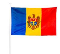 KliKil Bandiera della Moldova - Bandiera 150 x 90 cm in poliestere, resistente ai raggi UV e all'acqua, facile da posizionare con 2 occhielli metallici, ideale per celebrazioni, decorazioni ed eventi