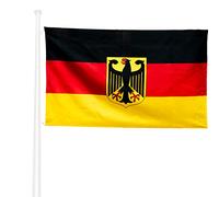 KliKil Bandiera Germania con aquila 90x150 cm - Tessuto da esterno resistente alle intemperie 150x90 cm con 2 occhielli metallici. Germany Flag giardino decorazioni