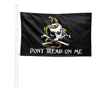 KliKil Bandiera Pirati 150x90 Gadsden - Bandiera Pirata tessuto da esterno, resistente alle intemperie con 2 occhielli metallici. Pirate Flag Gadsden giardino decorazioni