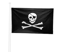 KliKil Bandiera Pirati 150x90 Jolly Roger - Bandiera Pirata tessuto da esterno, resistente alle intemperie con 2 occhielli metallici. Pirate Flag Edward Teach giardino decorazioni