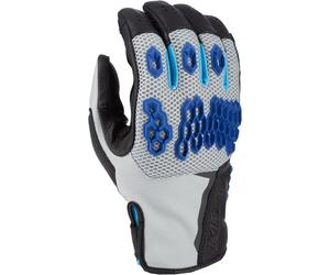 Klim Baja S4 2025 perforated Mesh Leather/Textile Enduro Motorcycle Gloves Guanti da moto enduro in pelle/tessuto a rete traforata, grigio-blu, taglia L per maschi