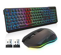 KLIM Blaze & Chroma - Set tastiera senza fili QWERTZ piatto, ergonomico, tastiera per mouse per PC, batteria integrata e durevole