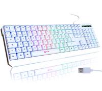 KLIM Chroma Tastiera AZERTY FRANCESE (FR) per Gaming USB - Nuova Versione 2024 - Colori da Videogioco e Retroilluminata - Tastiera da Gioco - Tastiera per Videogame, PC PS4 PS5 Windows, Mac - Bianca