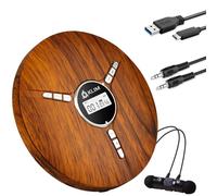 KLIM Discman - Lettore CD portatile con batteria interna ricaricabile - Auricolari KLIM Fusion - Lettore e mini CD compatto, personale, compatibile con CD-R, CD-RW ed MP3 - Wood