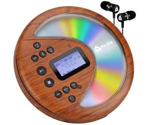 KLIM Discover Wood + Walkman lettore CD portatile con batteria a lunga durata + cuffie + radio FM + lettore CD MP3 portatile + scheda SD, trasmettitore FM, Bluetooth + ideale per auto