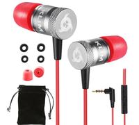 KLIM Fusion Auricolari con Filo e Microfono, Hi-Fi, Memory Foam, Rosso