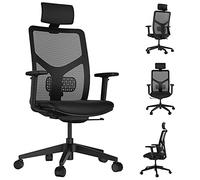 KLIM K400 Poltrona da Ufficio - Sedia ergonomica da Ufficio con Supporto Lombare e poggiatesta + Imbottita e Traspirante + Max 135 kg & 180 cm + Sedia per Ufficio e Studio + Garanzia 20 Anni + Nuova