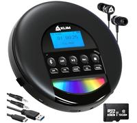 KLIM Nomad Lettore CD Portatile - Batteria a Lunga Durata - Include Auricolari KLIM Fusion - 16GB TF Card - Compatibile con CDR, CDRW, MP3 - Lettore SD, Radio FM, Bluetooth - Ideale per Auto - Nero