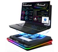 KLIM Turbofrost Base di Raffreddamento per PC Portatile - 4000 RPM Ventole Turbo, RGB, 4 Porte USB, Schiuma Sigillata, Doppia Alimentazione USB-C/DC, Raffreddamento Rapido - Fino a 17” - Spazio Grigio