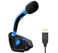 KLIM Voice Microfono Desktop USB con Stand per Computer Laptop PC - Microfono Gaming Videogiochi PS4 - Blu [ Nuova Versione ]