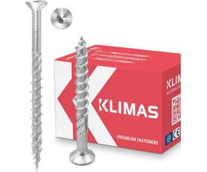 KLIMAS - Viti per legno Torx per pannelli truciolari, viti a testa svasata, per terrazze, viti universali per il montaggio del tetto, set da 5 x 100 mm, 200 pezzi, colore bianco
