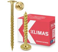 KLIMAS - Viti per legno Torx, set di viti a testa piatta, viti TX, per costruzione tetti, 10 x 340 mm, 25 pezzi, colore: giallo
