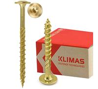 KLIMAS - Viti per legno Torx, set di viti a testa piatta, viti TX, per costruzione tetti, 8 x 50 mm, 50 pezzi, colore: giallo