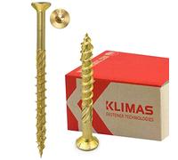 KLIMAS Viti per legno - Torx set - Testa Svasata Piana - Viti multiuso - viti legno - Viti autofilettanti per legno - Giallo Zinco viti per legno torx - set viti da 6x80 mm - 100 pezzi