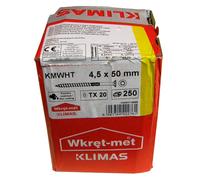 KLIMAS Viti per legno - Torx set - Testa Svasata Piana - Viti multiuso - viti legno - Viti autofilettanti per legno - Giallo Zinco viti per legno torx - set viti da 4,5x50 mm - 250 pezzi