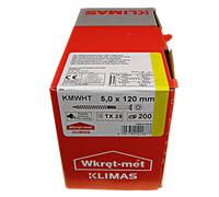 KLIMAS Viti per legno - Torx set - Testa Svasata Piana - Viti multiuso - viti legno - Viti autofilettanti per legno - Giallo Zinco viti per legno torx - set viti da 5x120 mm - 200 pezzi
