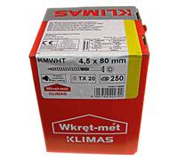 KLIMAS Viti per legno - Torx set - Testa Svasata Piana - Viti multiuso - viti legno - Viti autofilettanti per legno - Giallo Zinco viti per legno torx - set viti da 4,5x80 mm 250 pezzi