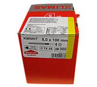 KLIMAS - Viti per legno Torx per pannelli truciolari, viti a testa svasata, per terrazze, viti universali per il montaggio del tetto, set da 5 x 100 mm, 200 pezzi, colore giallo