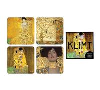 Klimt Set 4 Sottobicchieri, Cartone, Multicolore, 10 x 10 x 1 cm