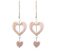 KLINNA 2 decorazioni da appendere a forma di cuore in legno, decorazione a forma di cuore e gancio decorativo per finestra o decorazione da parete, ciondolo in legno per matrimonio, San Valentino e