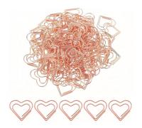 KLINNA 50 graffette a forma di cuore in oro rosa, piccole ed eleganti in dispenser, idee con cuore, motivo amore, graffette per ufficio, scuola, aula, fermacarte (oro rosa)