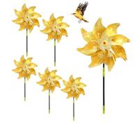 KLINNA 6 girandola a vento per uccelli, efficace repellente per corvi e colombe, per balcone, mulini a vento riflettenti, per giardino, tetto, terreni agricoli (oro)