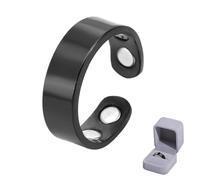 KLINNA Anello Vitale in Rame - Effetto Digitopressione per Il Rilassamento - Anello Regolabile per Uomo e Donna - Accessorio Benessere per la Vita Quotidiana - Design Delicato sulla Pelle (Nero)
