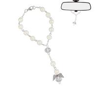 KLINNA Ciondolo portafortuna con angelo custode, rosario, decorazione per interni auto, portafortuna, regalo per patente di guida, specchio interno