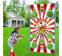 KLINNA Circo gioco di lancio come divertente gioco di Carnevale con 3 tasche per fagioli, giochi per interni ed esterni, decorazione per feste di carnevale, compleanno e giardino, lanciare lattine per