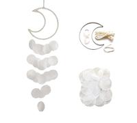 KLINNA Scacciapensieri a Conchiglia 15 x 55 CM Sospeso, Decorazione Boho, Sonagli a Vento per Esterni, Giardino & Balcone, Mobile Marittimo Stile Acchiappasogni per Finestra o Terrazzo (Bianco)