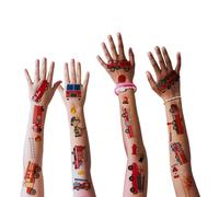 KLINNA Set di 10 tatuaggi temporanei per bambini, motivo: vigili del fuoco, set di tatuaggi per bambini, regalo di compleanno per ragazzi, adesivi impermeabili per regali alla moda
