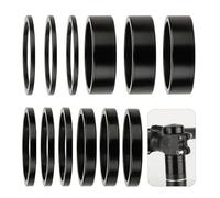 KLINNA Set di 12 distanziali per manubrio Ahead in alluminio, 2/3/5/10 mm, distanziatori per mountain bike, bici da corsa, BMX