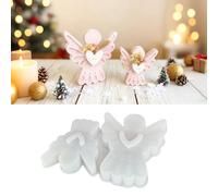 KLINNA Set di 3 stampi in silicone a forma di angelo, per Natale, stampi in silicone, per versare, stampi in silicone, angeli natalizi con cuore, per fai da te, ciondoli decorativi, stampi per candele
