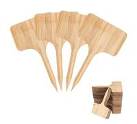 KLINNA Set di 40 tappi per piante ecologici, da scrivere, a forma di T, in bambù, design durevole per esterni, con pennarello per giardino ed erbe aromatiche