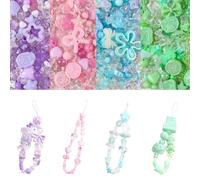 KLINNA Set di perline acriliche colorate per fai da te, circa 200 pezzi, grandi perline con cuore, stella e orso, ciondoli fai da te per braccialetti e accessori per portachiavi, perline per bambini