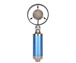 Kliplinc Microfono da studio professionale a condensatore cablato vintage per trasmissioni live, blu, durevole, facile da installare