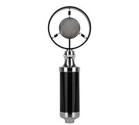 Kliplinc Microfono professionale a condensatore vintage cablato per trasmissioni live, nero, facile da installare, facile da usare