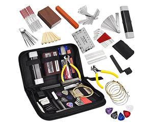 Kliplinc Set di attrezzi per chitarra, 72 pezzi, riparazione, attrezzi per la manutenzione, matite per chitarra, plettri con per il trasporto