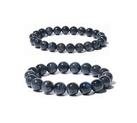 KLIYBGTHIJTP Braccialetti in labradorite per coppie, 8 mm e 10 mm, braccialetti con cristalli chakra della gola, per fatica, forniti con scatola per gioielli, sacchetto di velluto e kit di perline