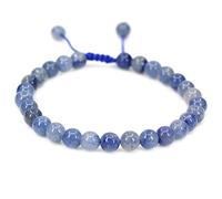 KLIYBGTHIJTP Braccialetto con perline rotonde da 6 mm, regolabile, intrecciate, macramè, chakra, reiki, 17,8-22,9 cm, unisex, Pietra
