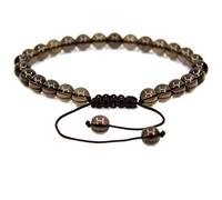 KLIYBGTHIJTP Braccialetto con perline rotonde da 6 mm, regolabile, intrecciate, macramè, chakra, reiki, 17,8-22,9 cm, unisex, Pietra