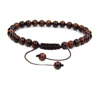 KLIYBGTHIJTP Braccialetto con perline rotonde da 6 mm, regolabile, intrecciate, macramè, chakra, reiki, 17,8-22,9 cm, unisex, Pietra