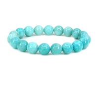 KLIYBGTHIJTP Braccialetto elastico alla moda, unisex, con perline rotonde da 10 mm, in diaspro, 17,8 cm, unisex, Pietra
