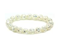 KLIYBGTHIJTP Braccialetto elastico alla moda, unisex, con perline rotonde da 10 mm, in diaspro, 17,8 cm, unisex, Pietra