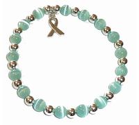 KLIYBGTHIJTP Braccialetto elastico con perline per la consapevolezza del cancro, si adatta alla maggior parte dei polsi, mostra supporto o usura in memoria, viene fornito imballato., Nylon Pietra