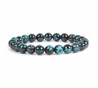 KLIYBGTHIJTP Braccialetto elastico con perline rotonde da 8 mm, unisex, 17,8, Pietra