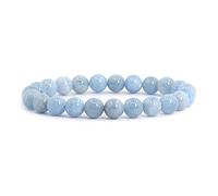 KLIYBGTHIJTP Braccialetto elastico con perline rotonde da 8 mm, unisex, 17,8, Pietra