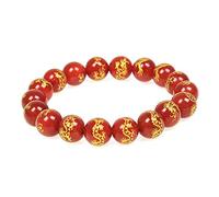 KLIYBGTHIJTP Braccialetto elastico da uomo e donna, 10 mm, agata rossa intagliata con perline di drago